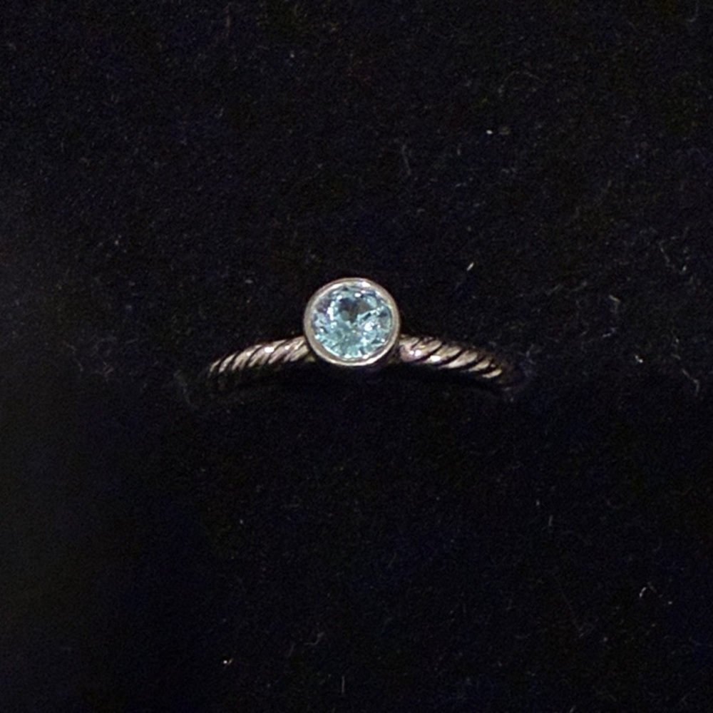 Pandora Silver Ring with Blue Gem
